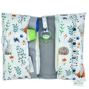 Windeltasche to go mit Name Wickeltasche XL Zwillinge Waldtier Fuchs Igel Schaf Hase Windeletui Baby unterwegs Mädchen Junge personalisiert