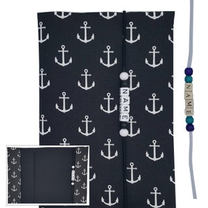 U-Heft Hülle mit Name Impfpassfach Chipkarte Geschenk Geburt Junge Mädchen Anker maritim Schutzhülle Untersuchungsheft personalisierbar