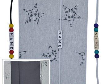 Funda para folleto en U con nombre, compartimento para certificado de vacunación, tarjeta de seguro médico, estrellas, regalo, nacimiento, niño, niña, funda protectora, folleto de examen, personalizable