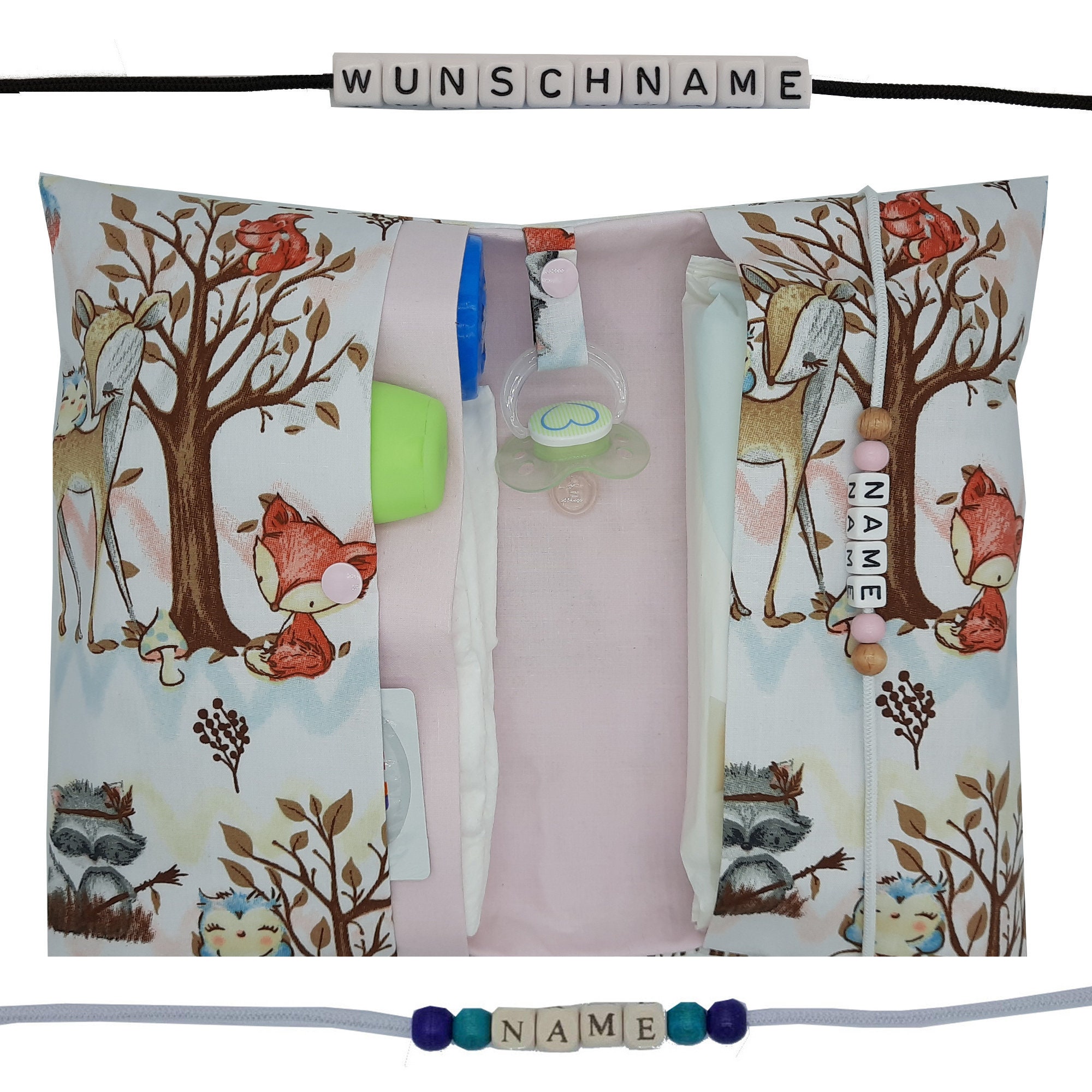 Diaper bag with name wrap bag XL twins woodland animal deer fox diape…