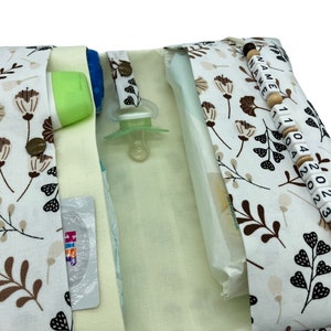 Windeltasche to go mit Name Wickeltasche XXL Zwillinge Blätter floral boho Fächer Windeletui Baby unterwegs Mädchen Junge personalisierbar