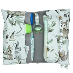 Windeltasche mit Name Windeletui Wickeltasche Zwillinge Waldtier Reh Hase Geschenk Geburt Taufe Baby unterwegs Junge Mädchen personalisiert