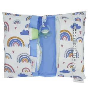 Windeltasche to go mit Name Wickeltasche XXL Zwillinge Regenbogen viele Fächer Windeletui Baby unterwegs Junge personalisierbar Frau Else