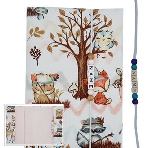 U-Heft Hülle mit Name Impfpass Waldtiere Geschenk Geburt Mädchen Fuchs Reh Schutzhülle Untersuchungsheft personalisierbar uheft u Heft boho