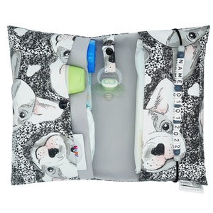 Windeltasche mit Name Wickeltasche XXL Zwillinge Hund - französische Bulldogge Windeletui Geschenk Geburt Taufe Baby unterwegs Junge Mädchen