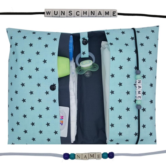Diaper bag to go name diaper bag XXL stars twins compartments diaper case  birth baby baptism on the go boy girl personalized mint