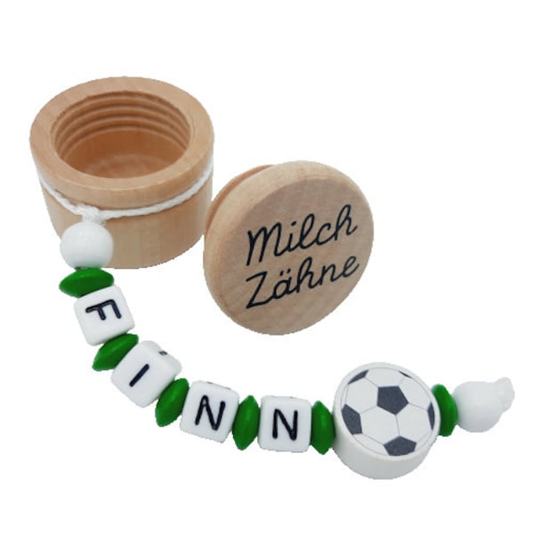 Personalized tooth box milk tooth box with name/date - football - all colors possible - storage milk teeth school enrollment young girls