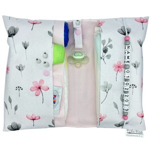 Windeltasche mit Name to go Wickeltasche XXL Blüte Blumen boho vintage Zwillinge Geschenk Geburt Baby Taufe unterwegs Mädchen personalisiert