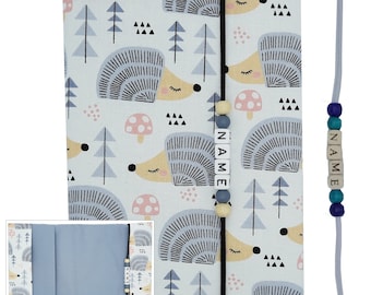 Funda personalizada para cartilla de salud infantil con nombre, certificado de vacunación, animales del bosque, erizo, regalo para recién nacido, funda protectora para cartilla de reconocimiento, estilo bohemio, Mrs. Else.