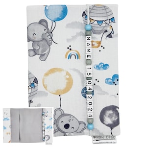 U-Heft Hülle mit Name Impfpass Elefant Koala Luftballon Geschenk Geburt Junge Schutzhülle Untersuchungsheft personalisiert  gesundheitsheft
