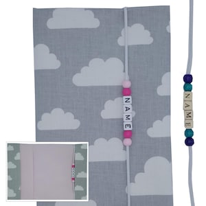U-Heft Hülle mit Name Impfpassfach Krankenkassenkarte Wolken rosa Geschenk Geburt Taufe Baby Mädchen Schutzhülle Untersuchungsheft Frau Else