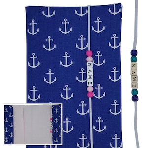U-Heft Hülle mit Name Impfpassfach Chipkarte Geschenk Geburt Baby rosa Mädchen Anker maritim Schutzhülle Untersuchungsheft personalisierbar