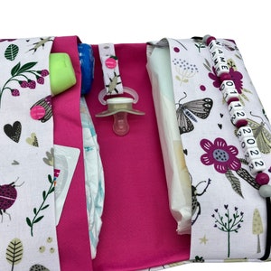 Windeltasche to go Name Wickeltasche XXL Schmetterlinge Zwillinge viele Fächer Windeletui Baby unterwegs Mädchen personalisiert Geburt Taufe
