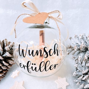Geld schön verpackt - Geldgeschenk Gutschein Verpackung als Weihnachtskugel - auch mit Name personalisiert - 10cm Christbaumkugel Kunststoff