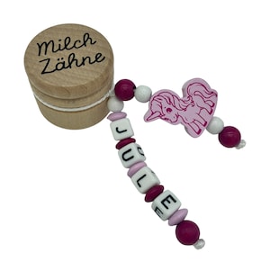 Personalisierte Zahndose Milchzahndose mit Namen /Datum - Fuchs rosa - Aufbewahrung Milchzähne Holz Geschenk Geburtstag Einschulung Mädchen