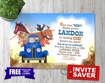 Little blue truck Invitation, Little blue truck Birthday Invitation, Little blue truck Birthday, Little blue truck Party, Little blue truck