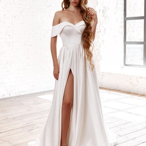 Satin Wedding Dress, Wedding Dress, Simple Wedding Dress, Corset Wedding Dress, Bridal Gown, White Wedding Dress, Elegant Wedding Dress