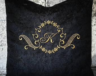 Bespoke Luxury Velvet Cushion, Wedding, Anniversary, Birthday, Home Decor, Living Room Decor, Embroidery Initials, Patterns,