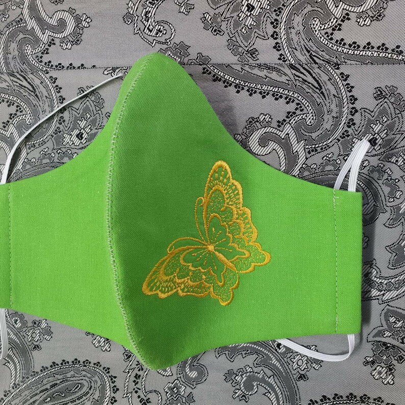Custom Made Cotton Face Mask Butterfly Embroidered Unisex Etsy UK