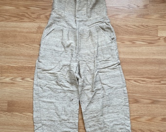 Handmade cream linen women’s open back corset Jumpsuit | Dungarees Boho | Natural cream beige |