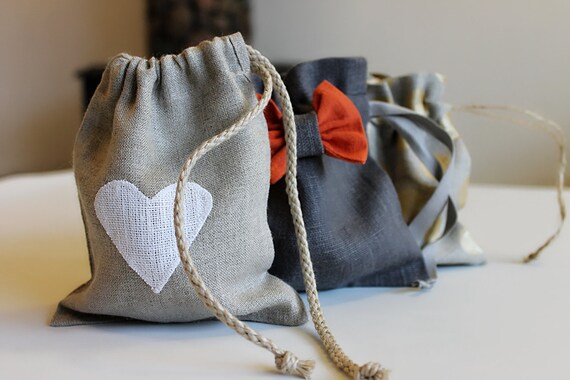 Natural Linen Gift Bag Set Of 3 Storage