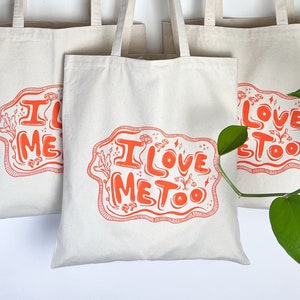 Bright orange screenprint I love me too