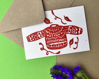 Jumper postcard | Mini postcard | A7 | Handprinted card | Incl kraft envelope | blank inside