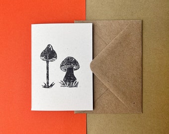 Mushroom Fungi postcard | Mini postcard | A7 | Handprinted card | Incl kraft envelope | blank inside