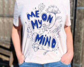 Me On My Mind - Funky Screenprinted rosy pink T-shirt - Organic soft cotton