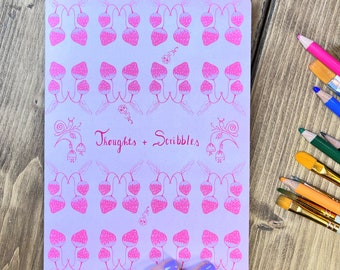 Strawberry Fields Notebook | A5 | blank inside | Soft cover & rounded corners| made from recycled paper