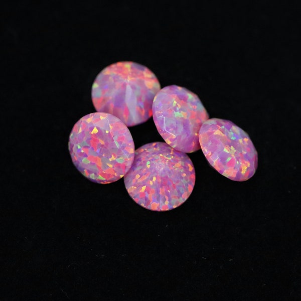 Aurora Opal Diamond Cut Stones, Faceted Pink Opal Stone, 5mm/6mm/7mm /8mm Craft Stones - Jewelry Making, Ring Making, Resin Art, Opal Stones