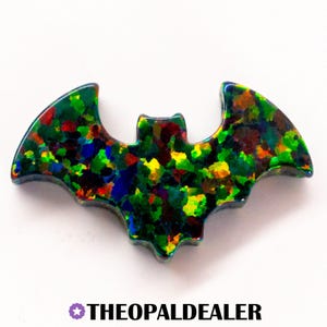 Black Fire Opal Bat Charm, 1.1mm Side Hole, 15mm x 9mm Size - Jewelry Making, Pendants, Halloween Charms, Spooky Charms, Bracelet Supplies