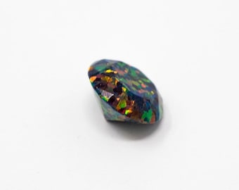 Black Fire Diamond Cut Faceted Opal Gems -  Lab-Created Craft Gemstones for Jewelry Making