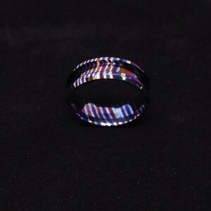 Heat Treated Titanium Damascus Ring Blank - 8mm Wide 4mm Channel for Inlay & Ring Making image 8