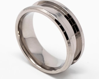 Titanium Ring Blank - 8mm Wide 4mm Channel for Inlay & Ring Making