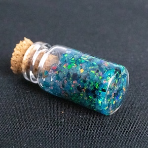 Space Titanium Crushed Opal Mini Vial, Teal Crushed Opal for Inlay - Jewelry Making, Woodworking, Ring Making, Resin Art, Nail Art, Opals