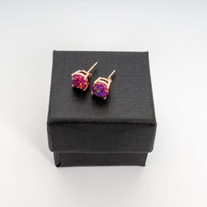 Orchid Opal Earrings - Faceted Lab-Created Gemstone Plated Studs