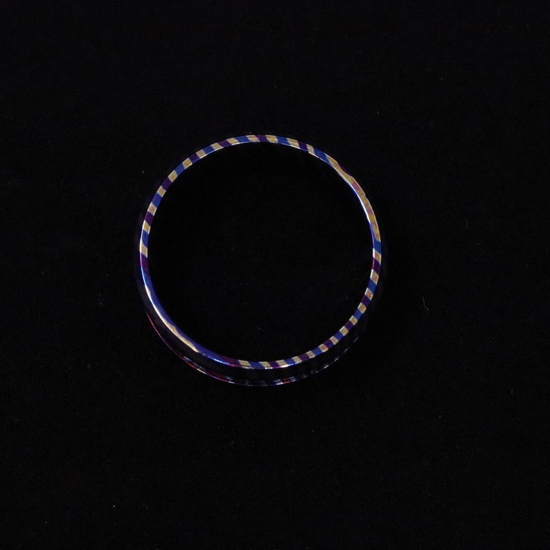 Heat Treated Titanium Damascus Ring Blank - 8mm Wide 4mm Channel for Inlay & Ring Making image 10