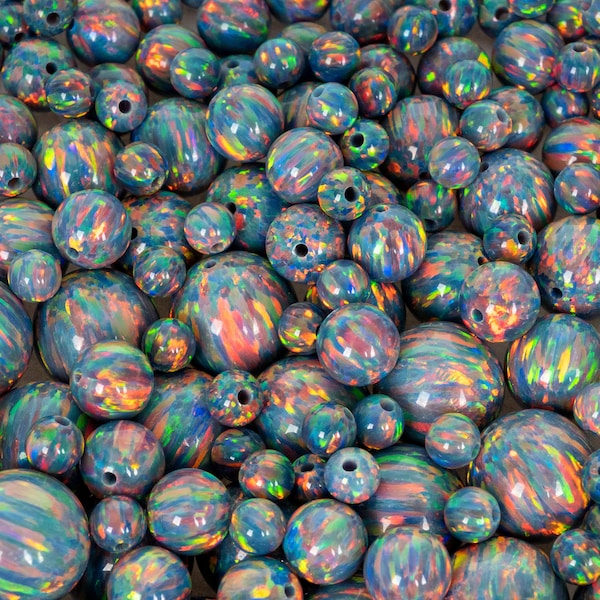 Moonstone Opal Beads, 4mm/6mm/8mm/10mm Opal Beads, 1mm Fully Drilled Round Beads - Gray Craft Beads, Jewelry Making, Craft Supplies, Pendant