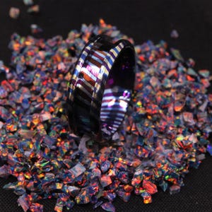Heat Treated Titanium Damascus Ring Blank - 8mm Wide 4mm Channel for Inlay & Ring Making image 3