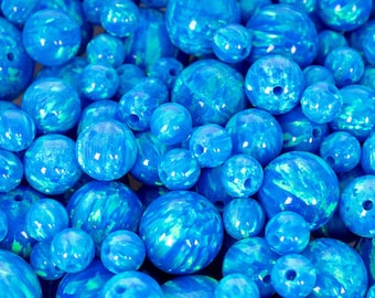 Pacific Sapphire Opal kralen, 3 mm/4 mm/6 mm/8 mm/10 mm opaal kralen, volledig geboorde ronde kraal - blauwe ambachtelijke kraal, sieraden maken, ambachten, hangers
