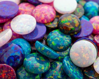 Opal Cabochon - Round Flat Back Lab-Created Gemstones for Jewelry Making