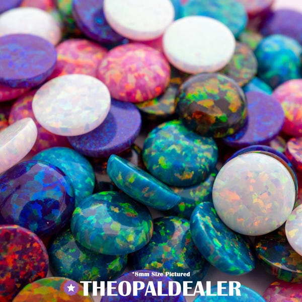 Cabochão de Opala - Gema Sintética Redonda com Base Plana para Fabricação de Joias
