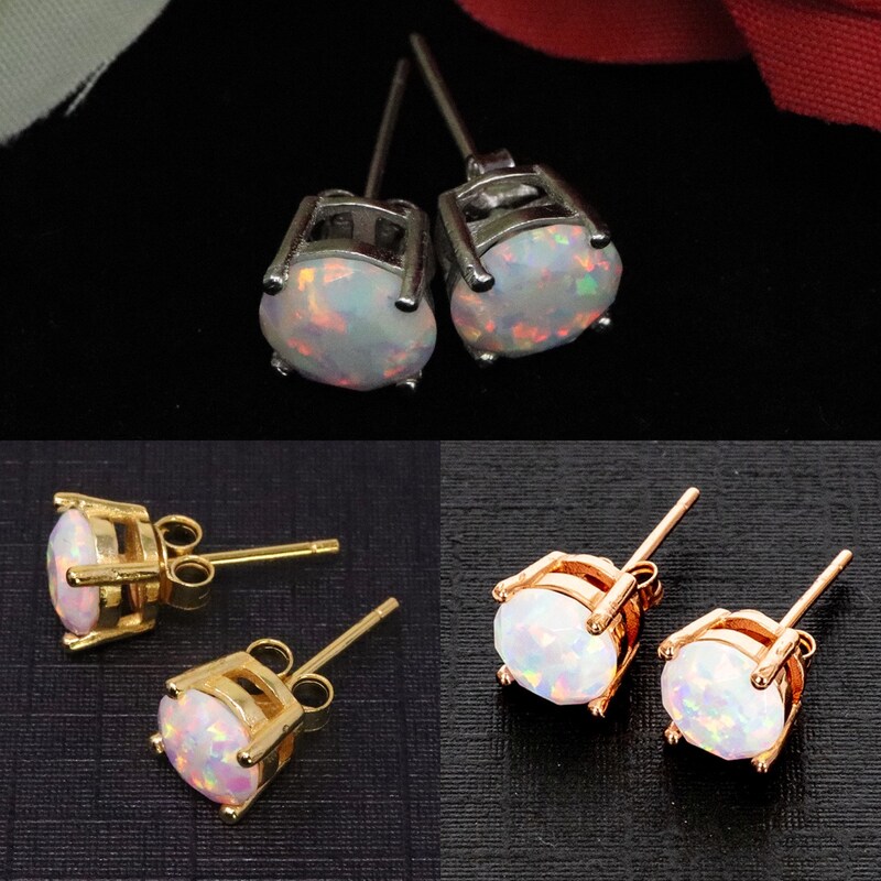 thumbnail image 2 of Faceted White Opal Moonstone Drop Earrings – Gold Plated Leverback Dangle Gems 2 of 5