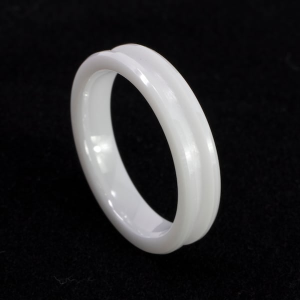 Bague en céramique blanche vierge, 4 mm de large, noyau de bague en céramique de 2 mm - Fournitures pour incrustations, fabrication de bagues, bague pour homme, bague pour femme, alliance, alliance