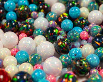 Lab-Created Opal Round Beads | Jewelry Making Supplies (3mm-10mm)