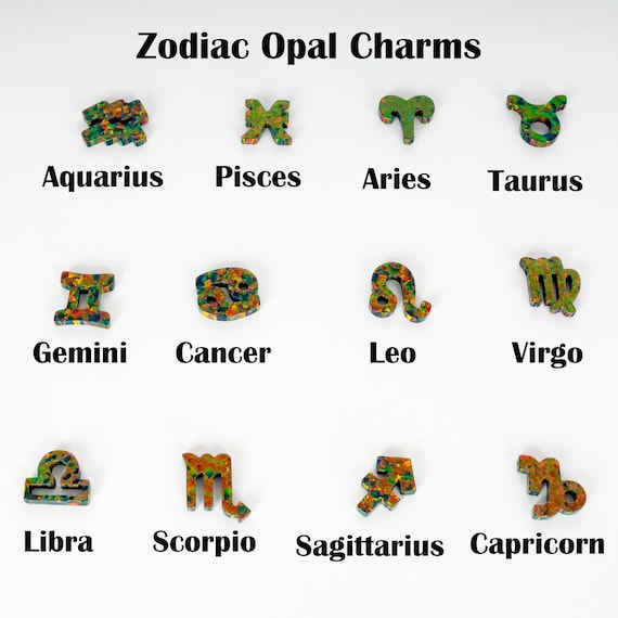 Black Fire Opal Zodiac Charms, 1mm Side Hole, Horoscope/astrology Charms  Jewelry Making, Crafts, Pendants, Black Opal, Bracelet Making 