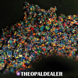 Black Fire Crushed Opal for Inlay, Black Opal Inlay Material - Jewelry Making, Woodworking, Ring Making, Resin Art, Nail Art, Fire Opal