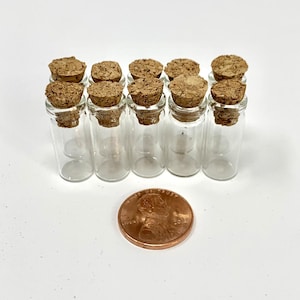Glass Vials, Mini Clear Glass Vial With Small Cork Plug, 1G Vial, 3G Vial, & 5G Vial Sizes - Craft Supplies, Decor, Storage, Organization