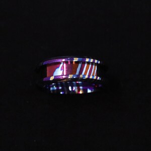 Heat Treated Titanium Damascus Ring Blank - 8mm Wide 4mm Channel for Inlay & Ring Making image 9
